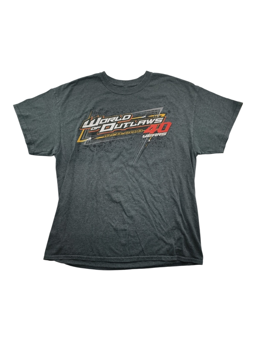 Vintage World of Outlaws 40 Years Graphic Racing Tee Gray Men XL